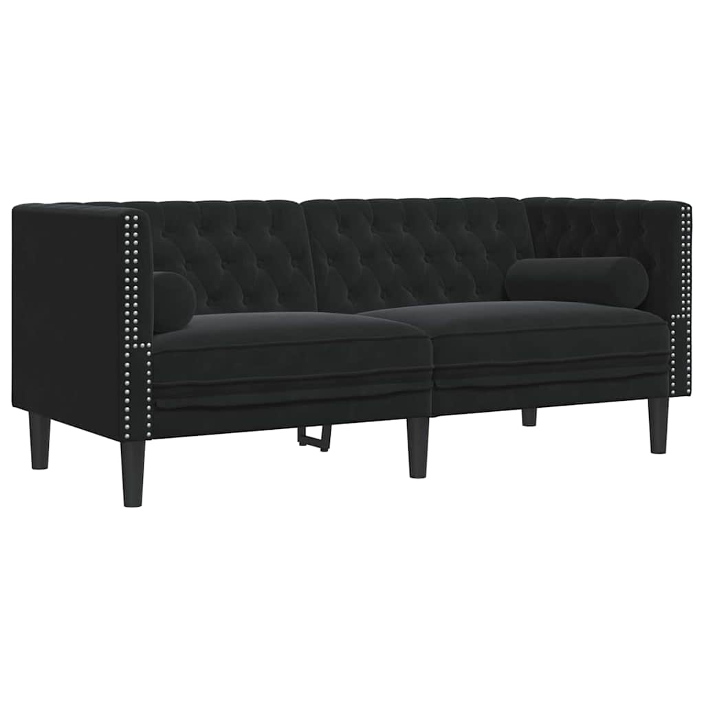 Kauč za dnevni boravak 2 pcs Crna 194 x 74,5 x 70,5 cm Baršun