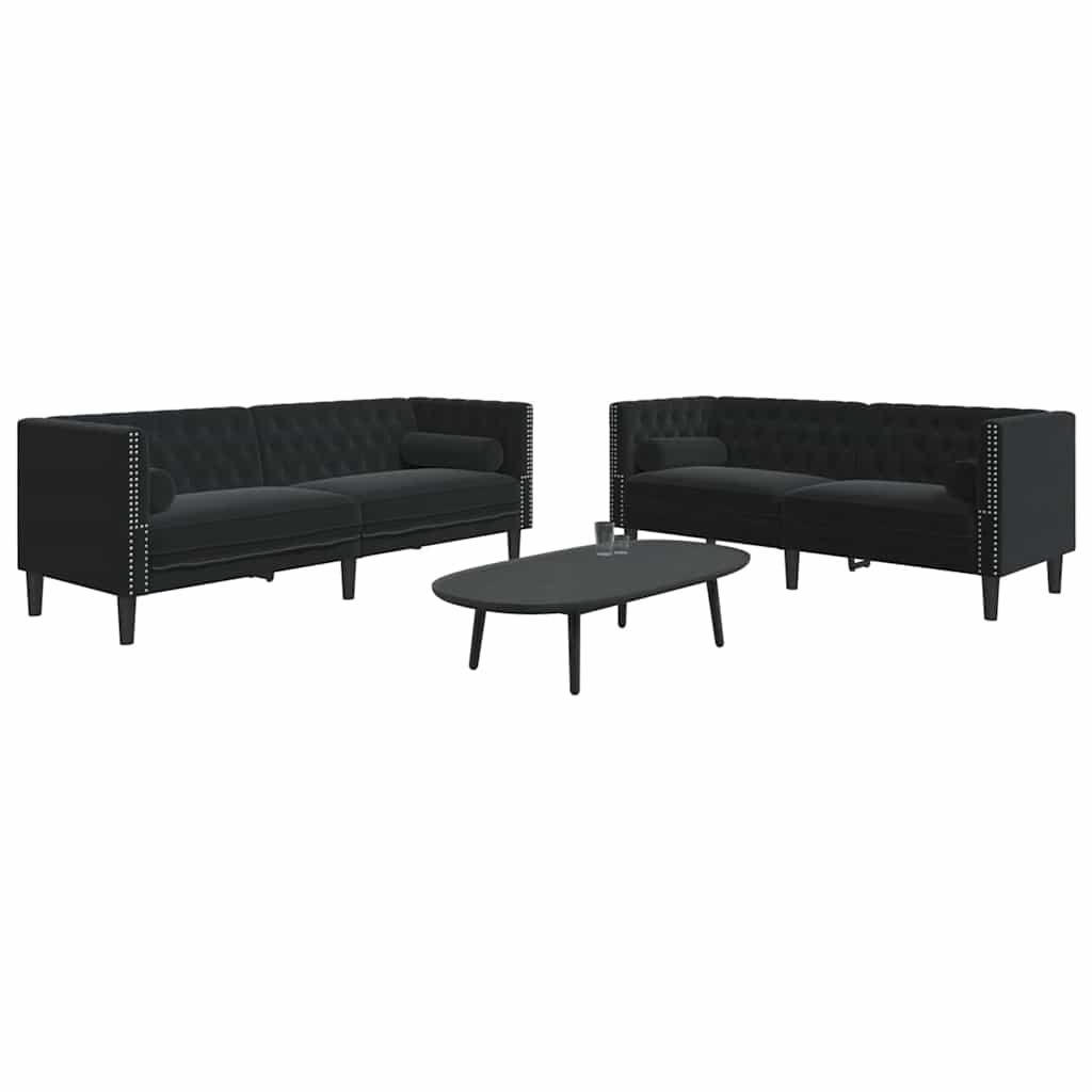 Kauč za dnevni boravak 2 pcs Crna 194 x 74,5 x 70,5 cm Baršun