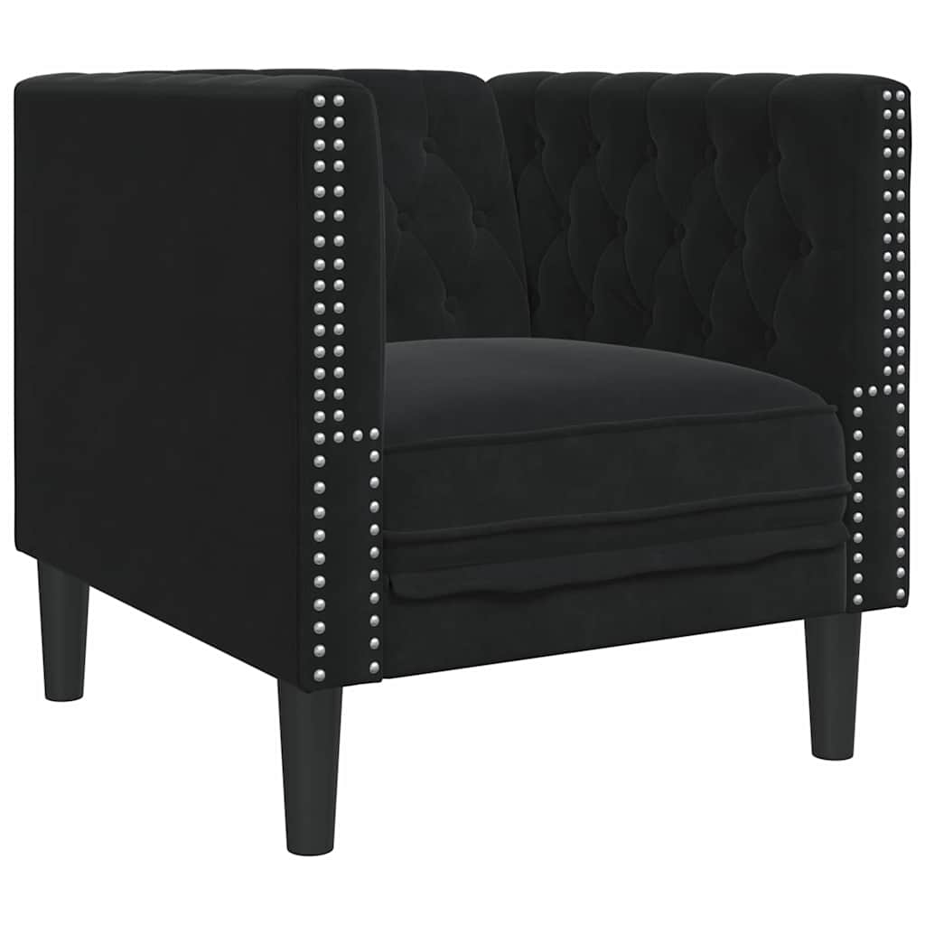 Kauč za dnevni boravak 3 pcs Crna 194 x 74,5 x 70,5 cm Baršun