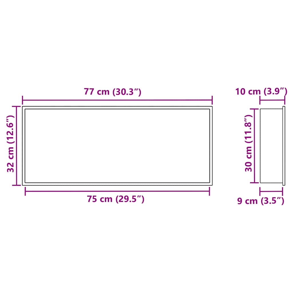 Ničica za tuš Srebrno 75 x 30 x 9,5 cm Nehrđajući čelik