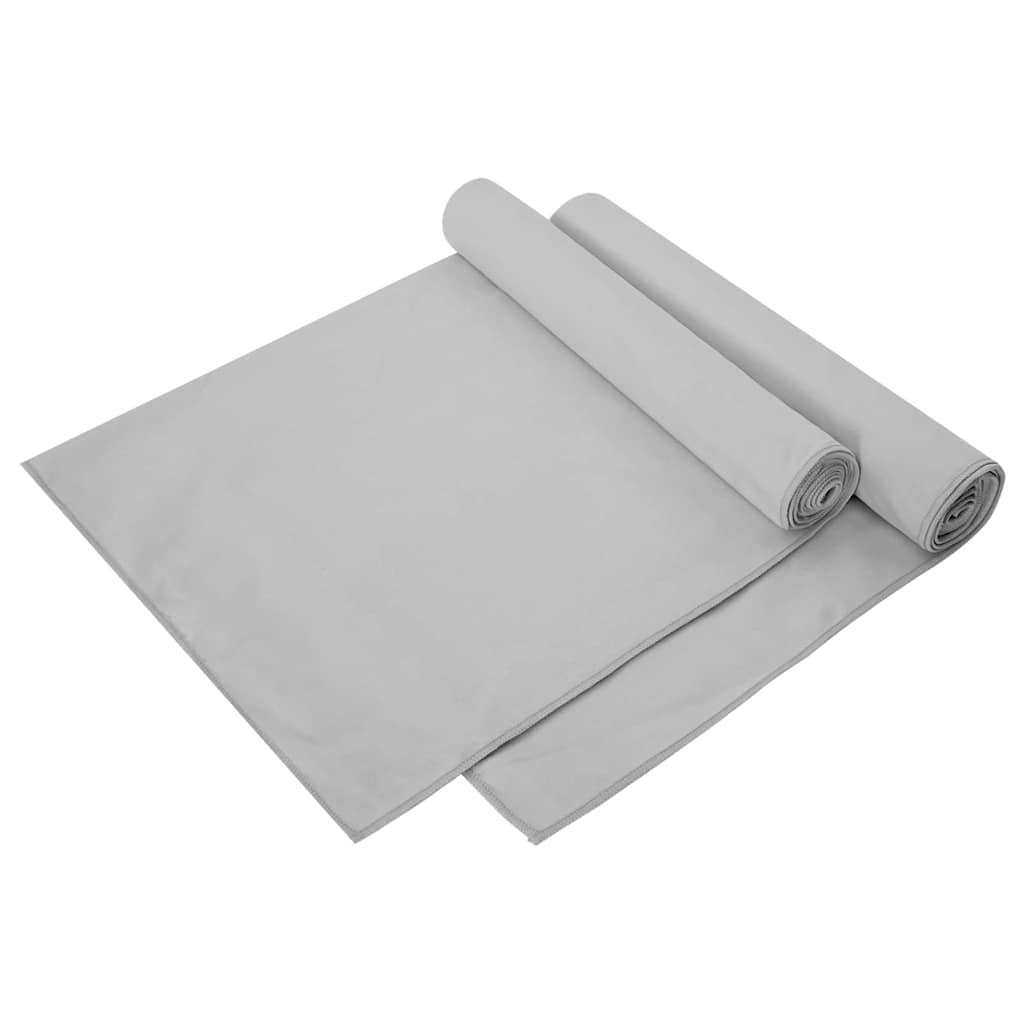 Sportski Ručnici 2 pcs Siva 140 x 70 cm Poliester i poliamid