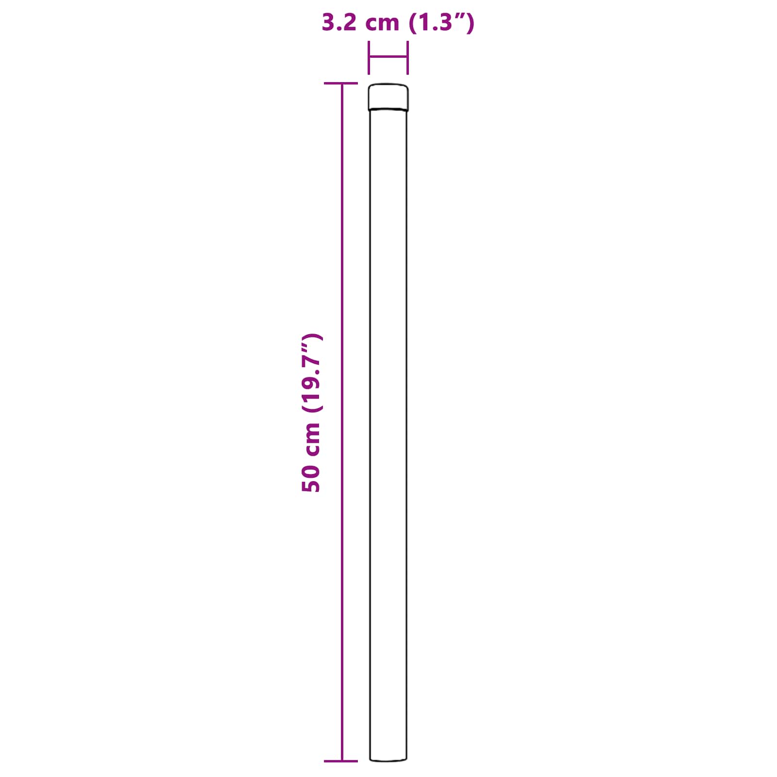 Stup za ogradu 2 pcs Siva 50 cm Čelik s praškastim premazom
