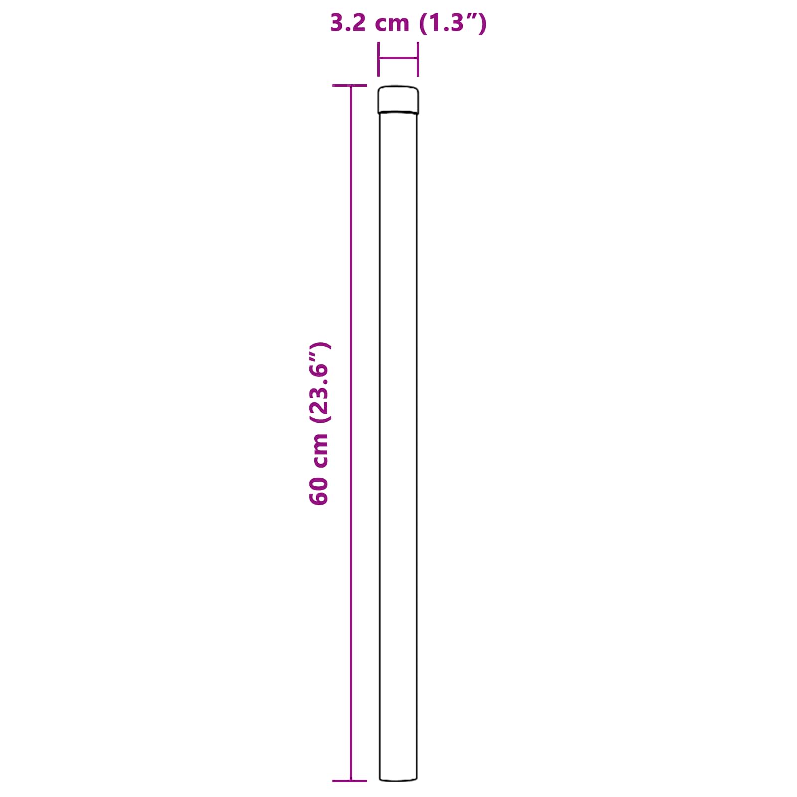 Stup za ogradu 2 pcs Siva 60 cm Čelik s praškastim premazom