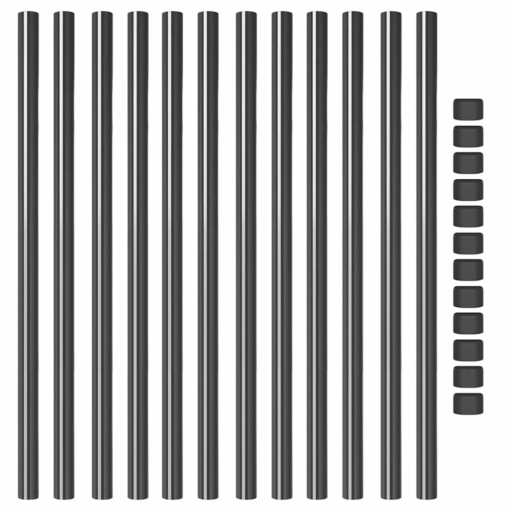 Stup za ogradu 12 pcs Siva 110 cm Čelik s praškastim premazom