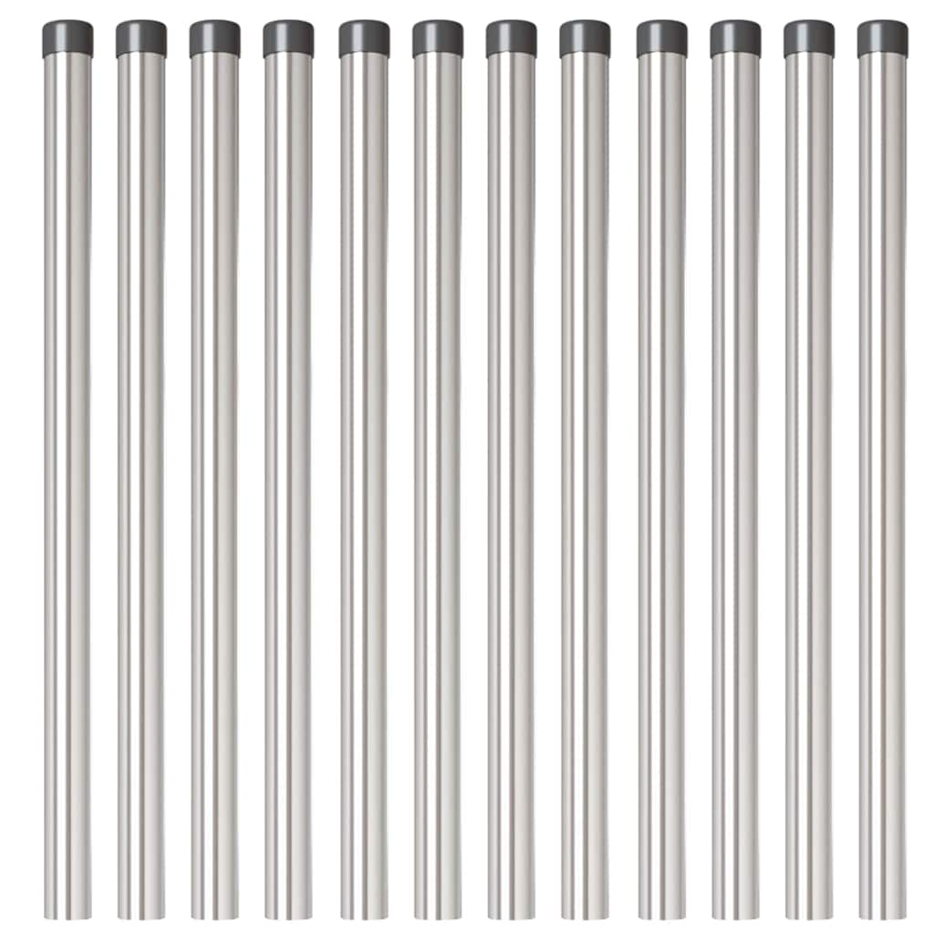 Stup za ogradu 12 pcs Srebrno 50 cm Čelik s praškastim premazom
