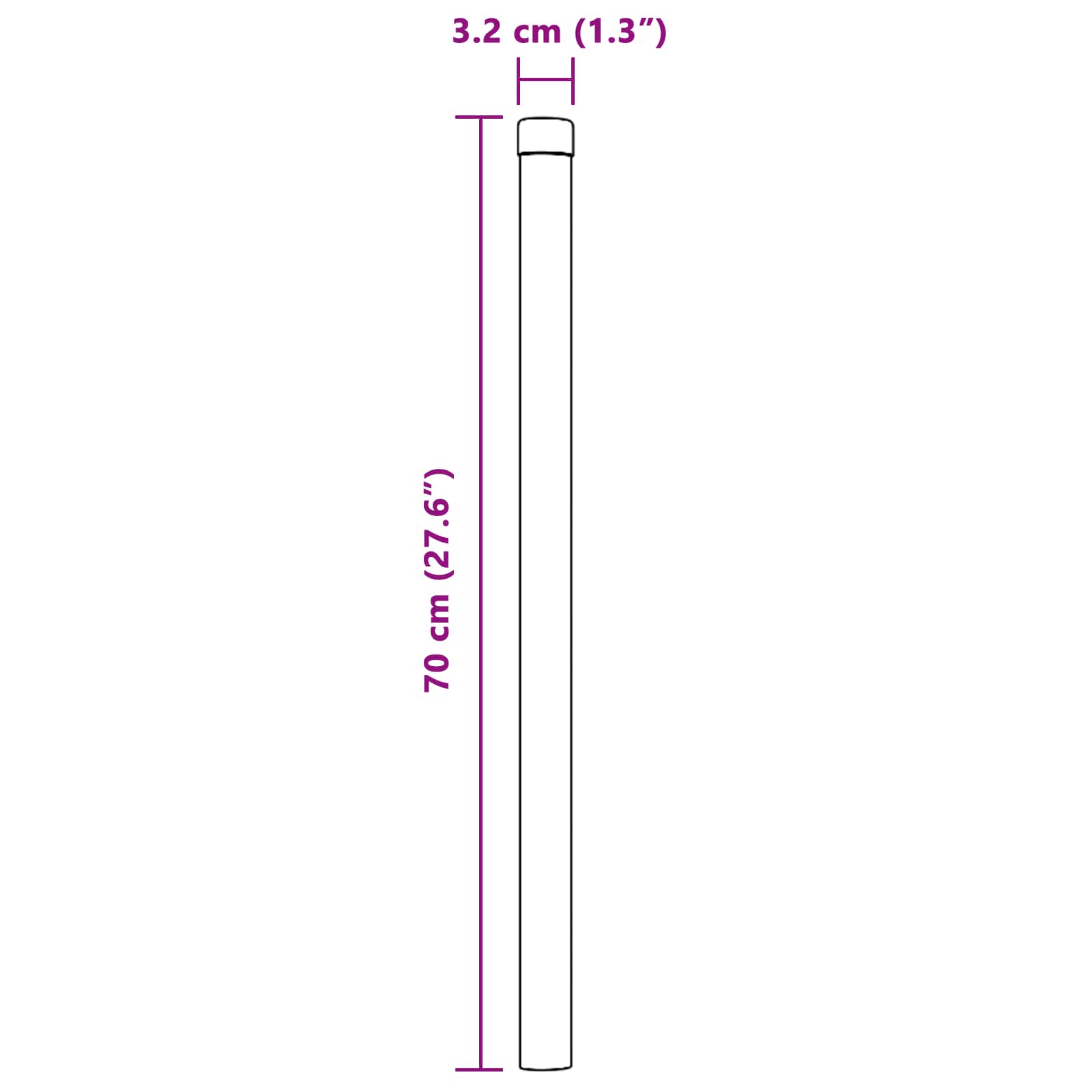 Stup za ogradu 12 pcs Srebrno 70 cm Čelik s praškastim premazom