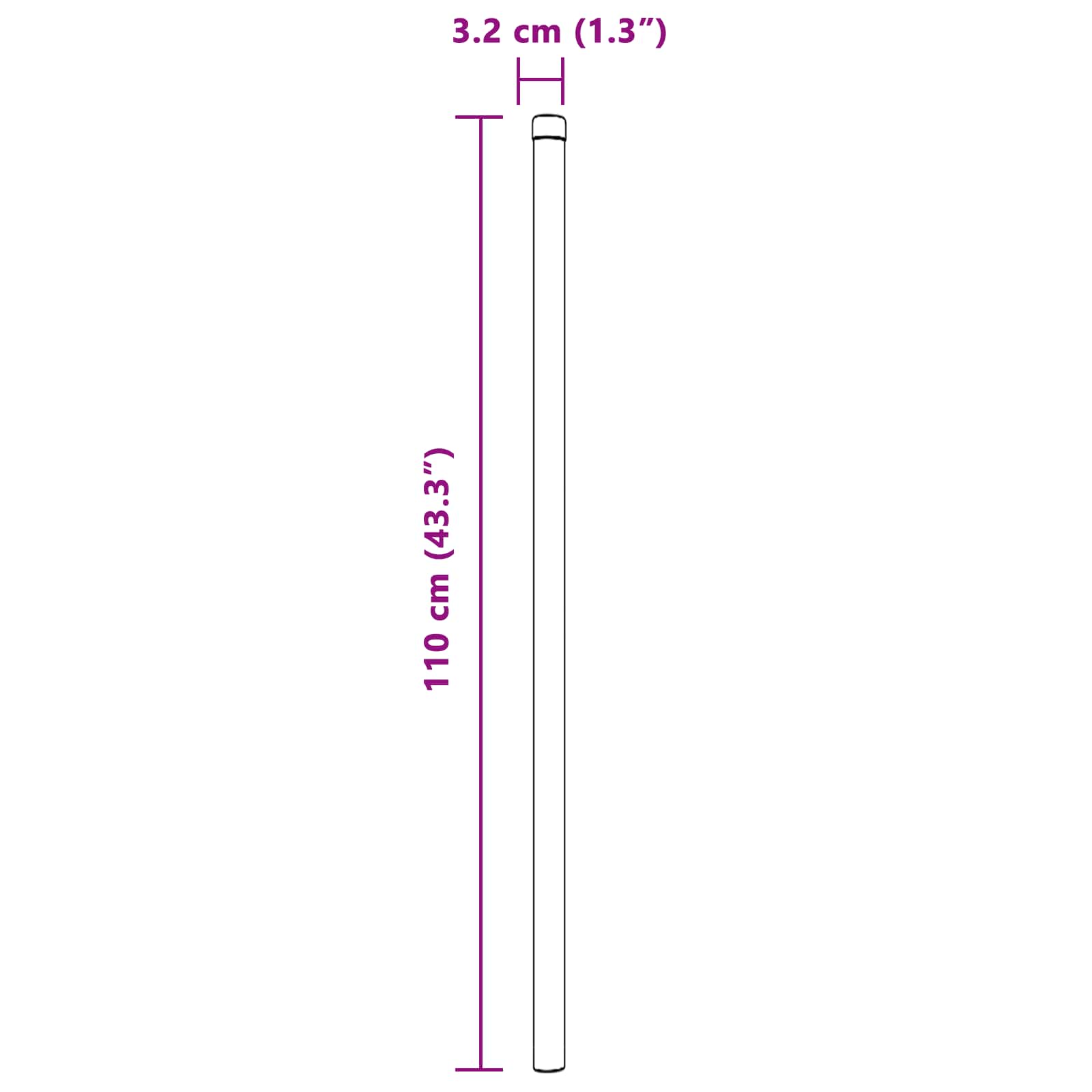 Stup za ogradu 2 pcs Srebrno 110 cm Čelik s praškastim premazom