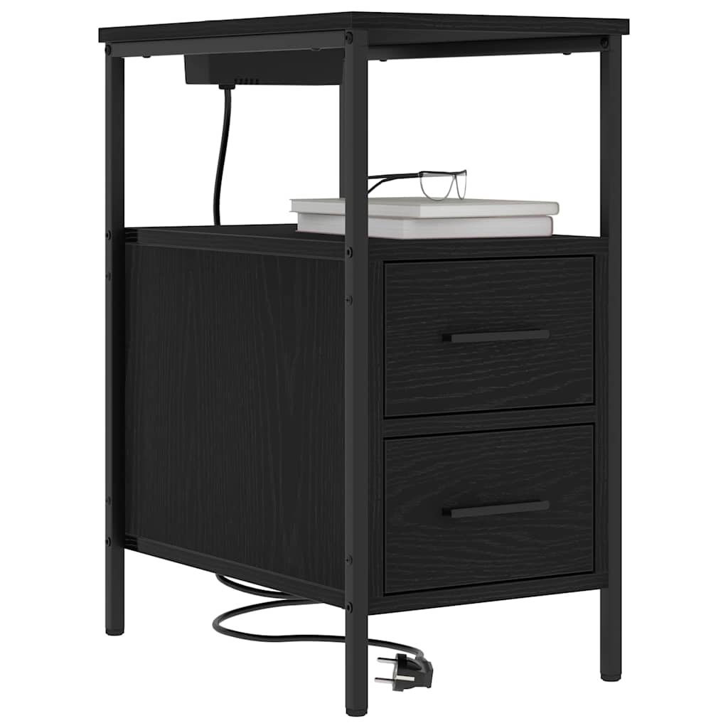 Noćni ormar 2 pcs Crni hrast 30 x 48 x 61 cm Konstruirano drvo