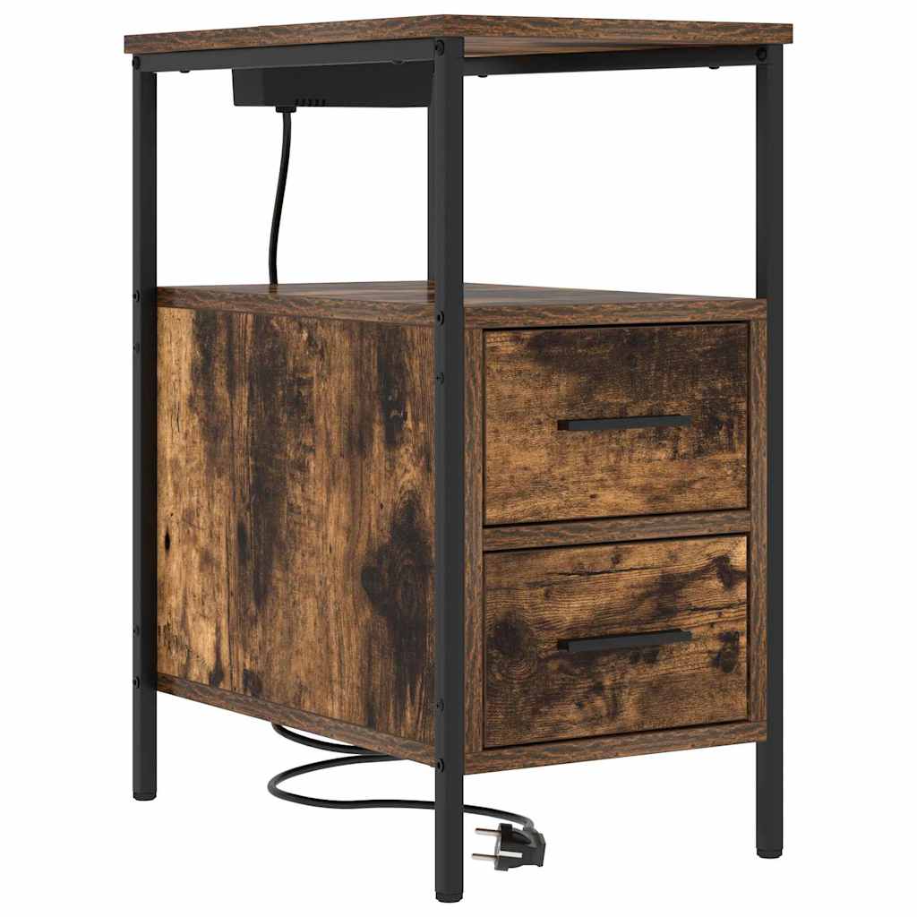 Noćni ormar s ladicama 2 pcs Dimljeni hrast 30 x 48 x 61 cm