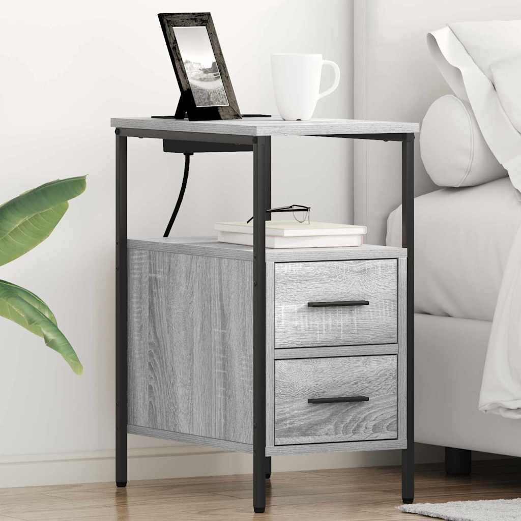 Noćni ormar 2 pcs Siva Sonoma 30 x 48 x 61 cm Konstruirano drvo