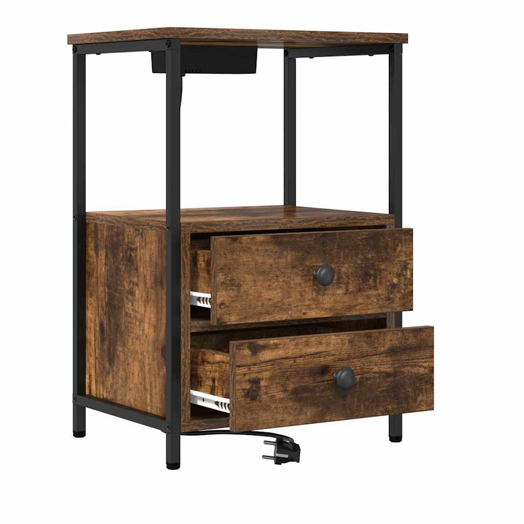 Noćni ormar s ladicama 2 pcs Dimljeni hrast 40 x 31 x 60 cm