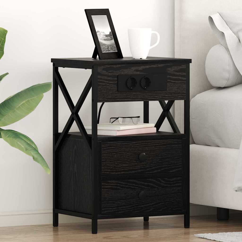 Noćni ormar 2 pcs Crni hrast 40 x 31 x 60 cm Konstruirano drvo