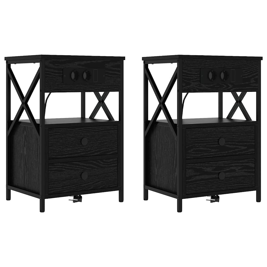 Noćni ormar 2 pcs Crni hrast 40 x 31 x 60 cm Konstruirano drvo