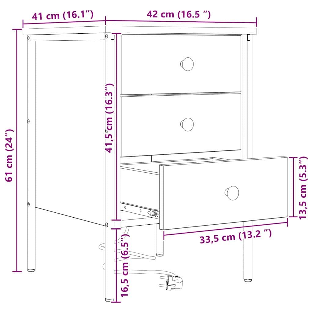 Noćni ormar Sonoma hrast 42 x 41 x 61 cm Konstruirano drvo