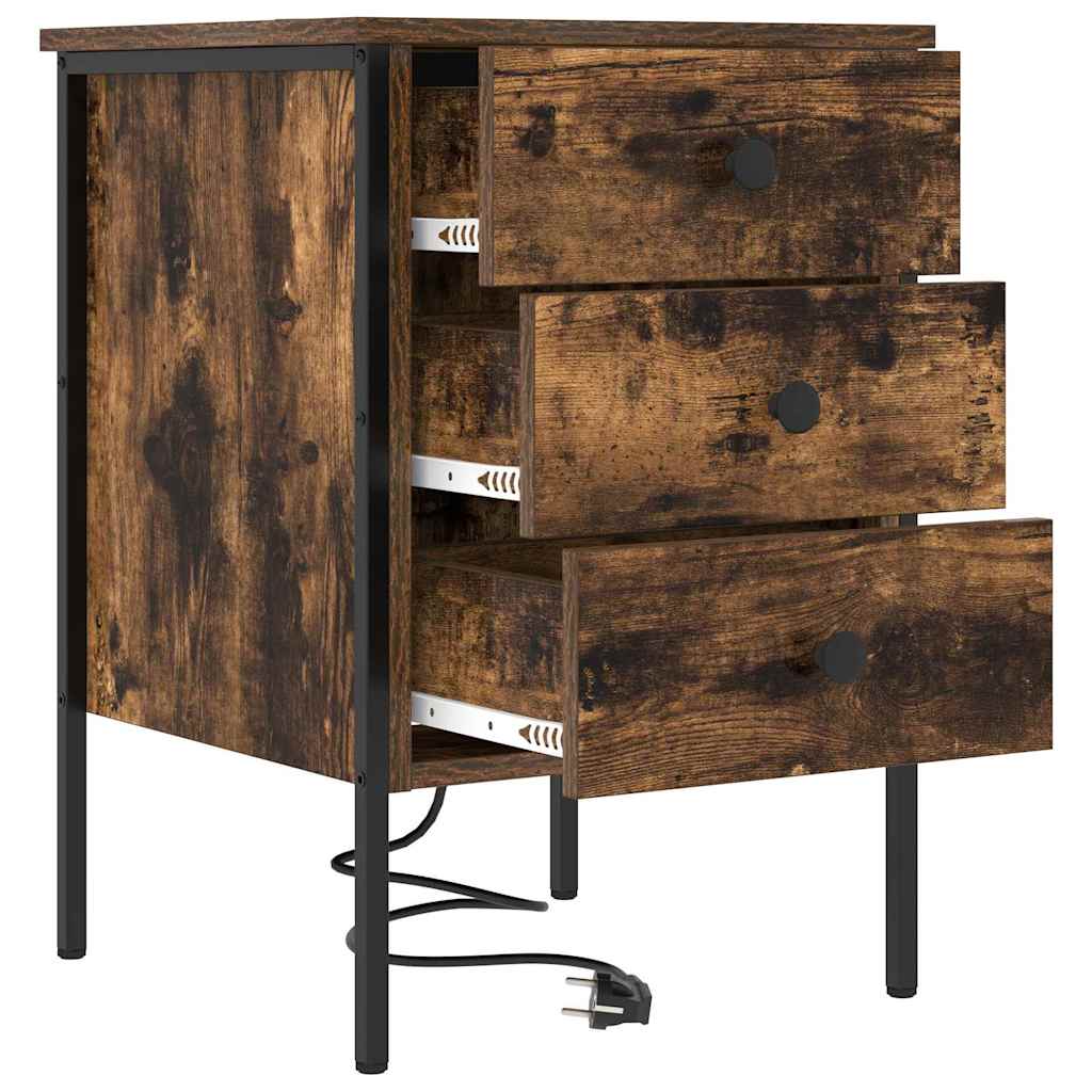 Noćni ormar s ladicama 2 pcs Dimljeni hrast 42 x 41 x 61 cm
