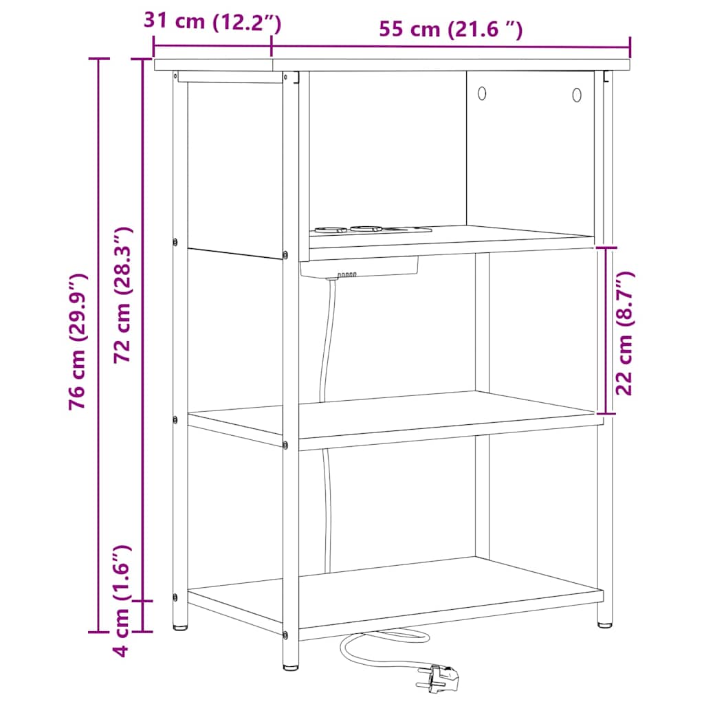 Noćni ormar Siva Sonoma 55 x 31 x 76 cm Konstruirano drvo