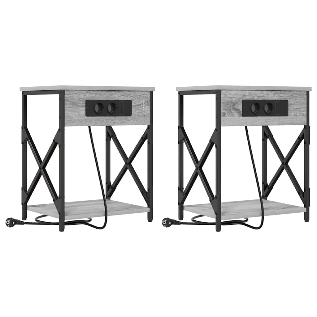 Noćni ormar 2 pcs Siva Sonoma 41 x 31 x 51 cm Konstruirano drvo