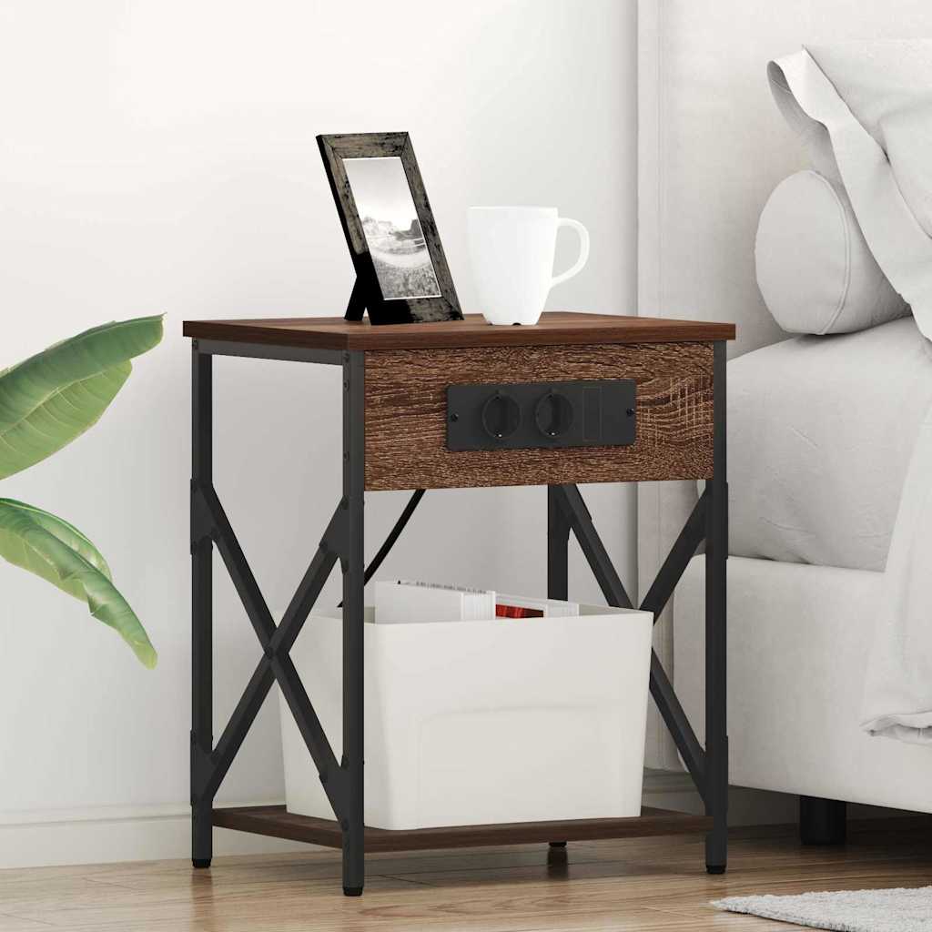 Noćni ormar 2 pcs Smeđi hrast 41 x 31 x 51 cm Konstruirano drvo