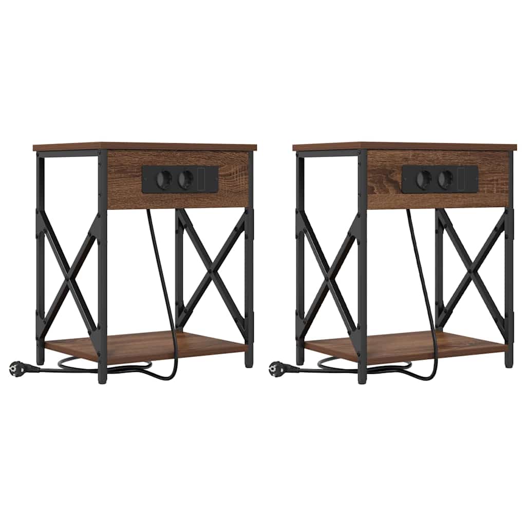 Noćni ormar 2 pcs Smeđi hrast 41 x 31 x 51 cm Konstruirano drvo
