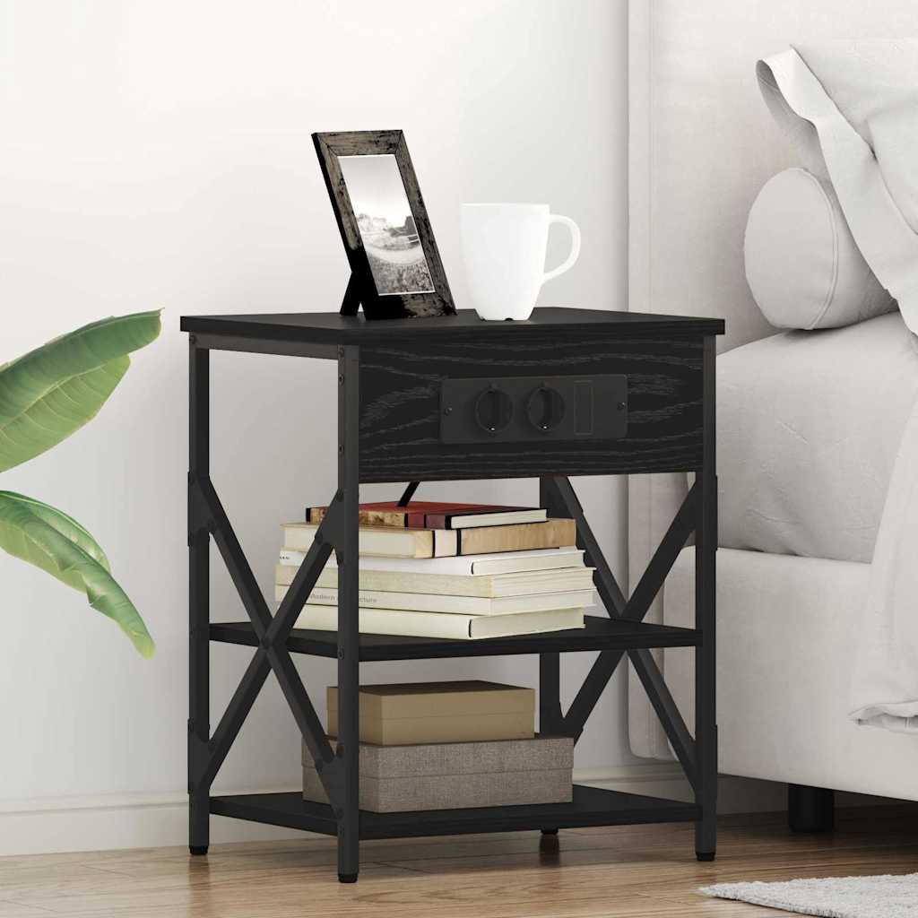 Noćni ormar 2 pcs Crni hrast 41 x 31 x 51 cm Konstruirano drvo