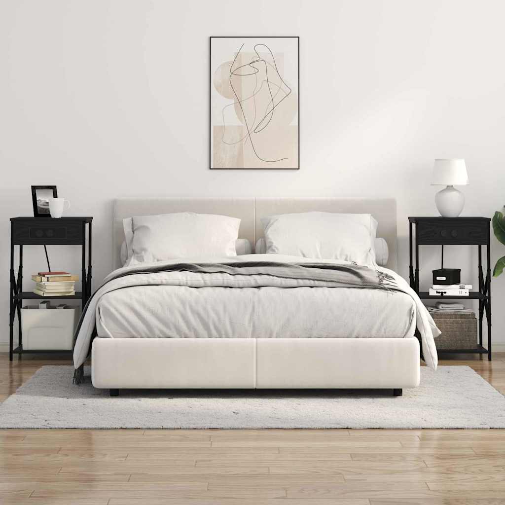 Noćni ormar 2 pcs Crni hrast 41 x 31 x 76 cm Konstruirano drvo