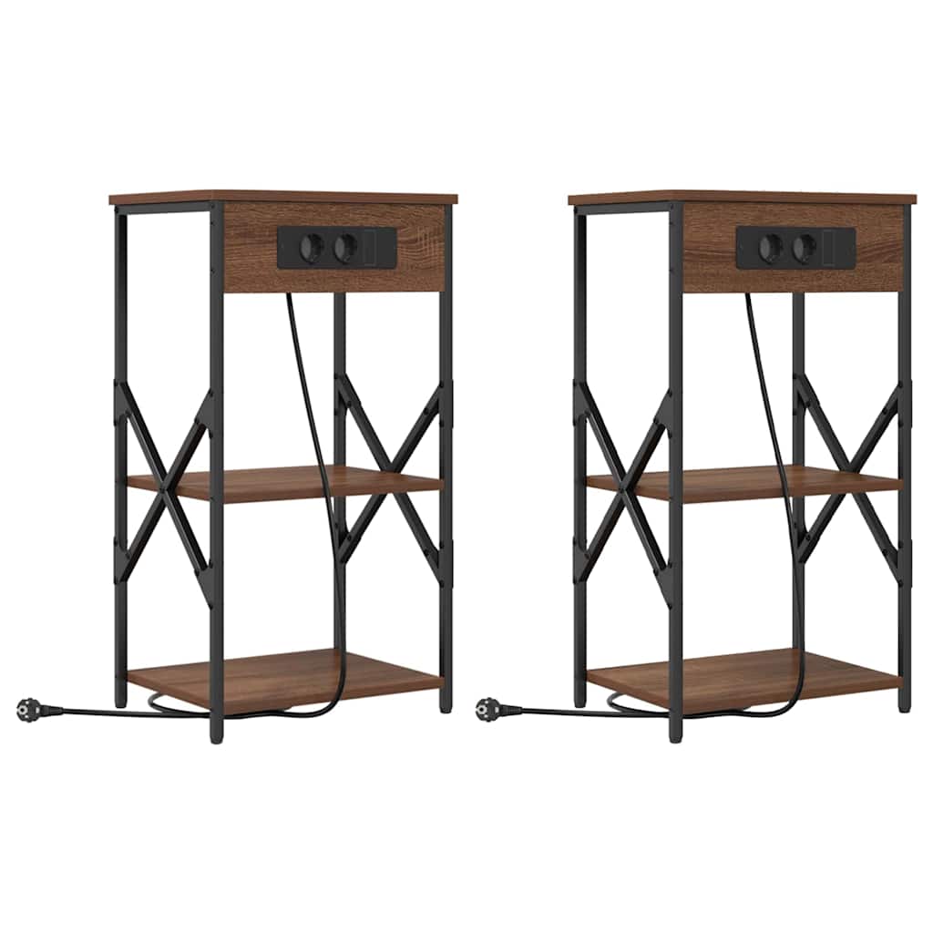 Noćni ormar 2 pcs Smeđi hrast 41 x 31 x 76 cm Konstruirano drvo