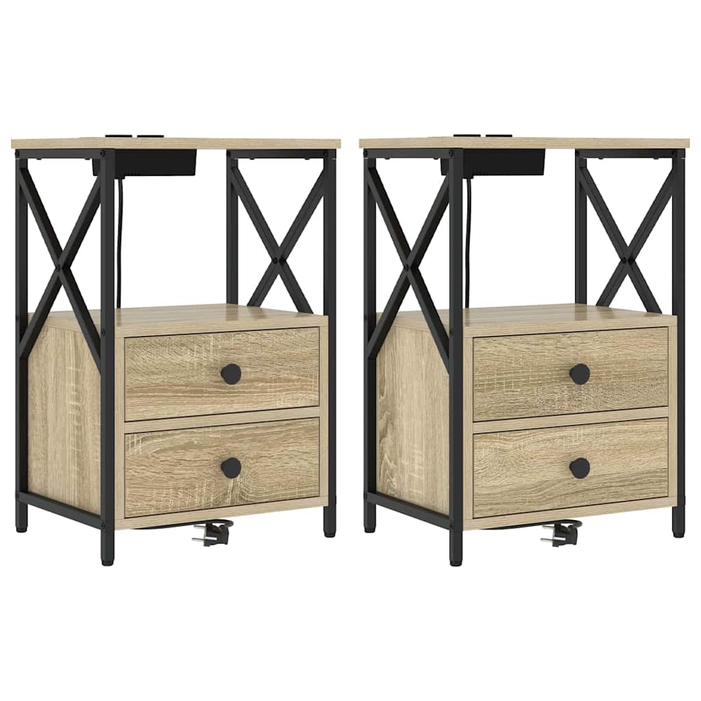 Noćni ormar s ladicama 2 pcs Sonoma hrast 40 x 31 x 60 cm