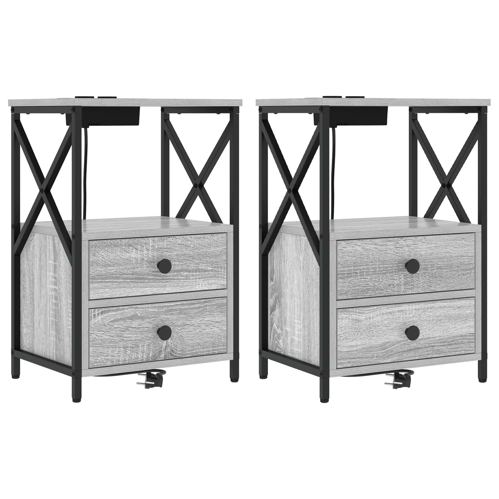 Noćni ormar 2 pcs Siva Sonoma 40 x 31 x 60 cm Konstruirano drvo