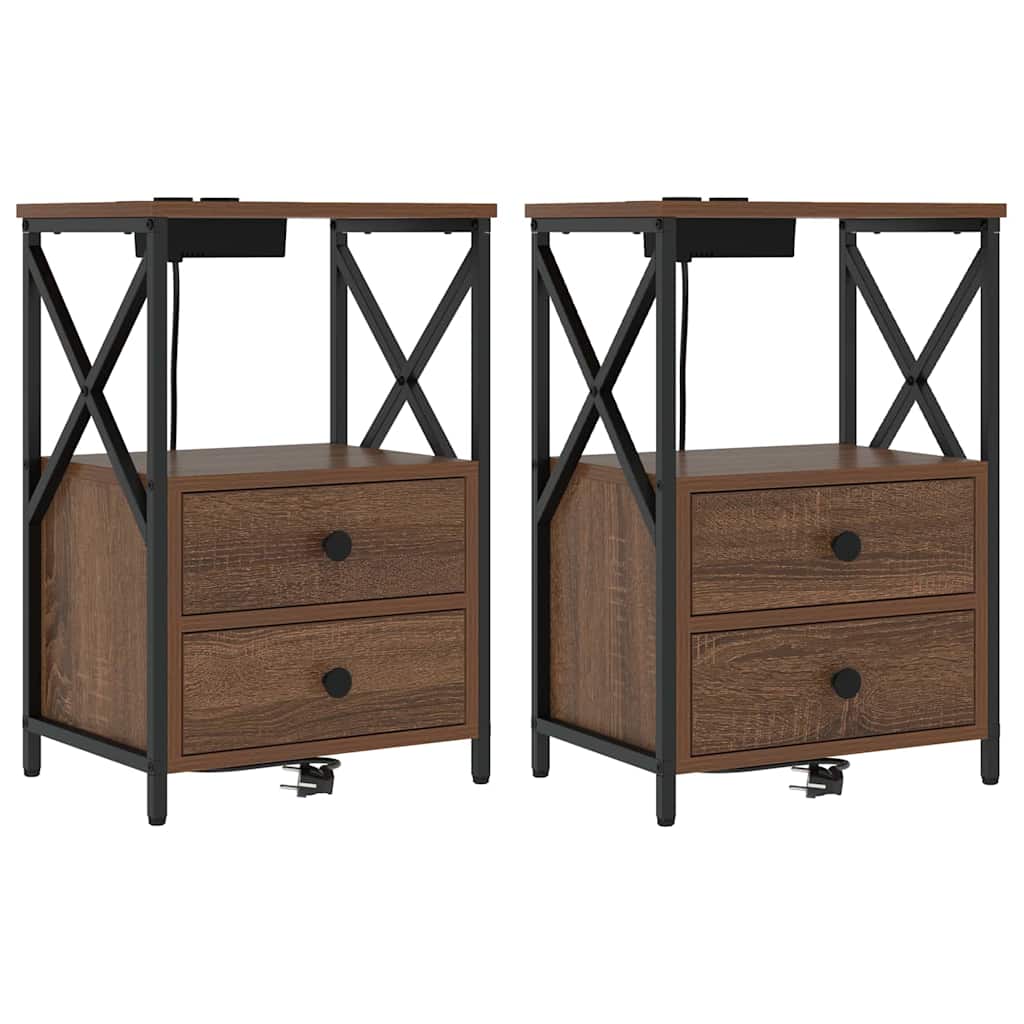 Noćni ormar 2 pcs Smeđi hrast 40 x 31 x 60 cm Konstruirano drvo