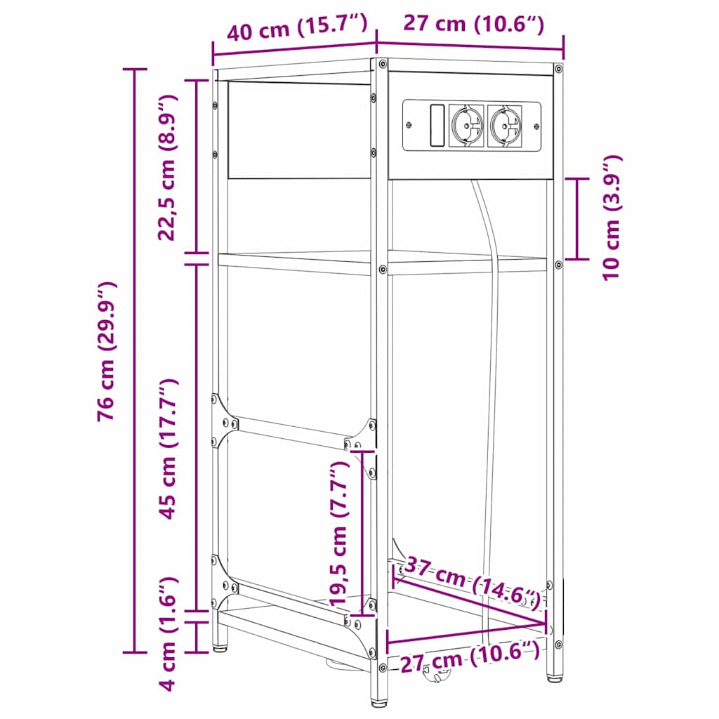 Noćni ormar Smeđi hrast 40 x 27 x 76 cm Konstruirano drvo