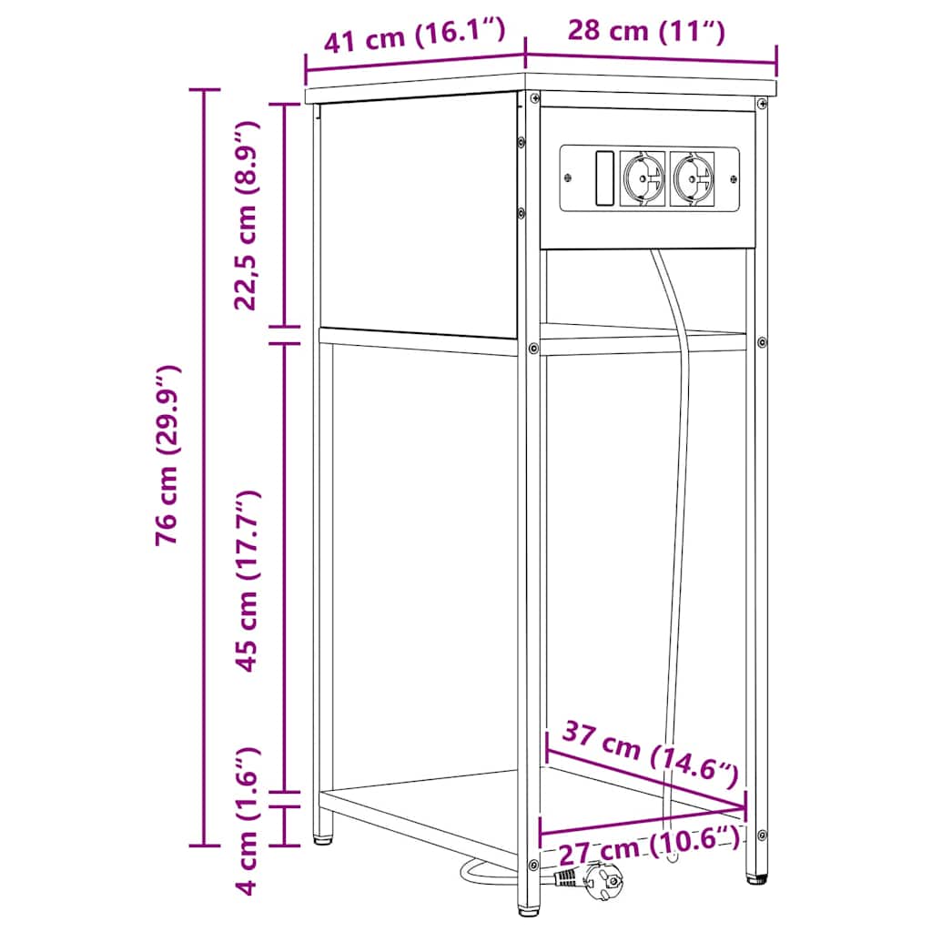 Noćni ormar Siva Sonoma 41 x 28 x 76 cm Konstruirano drvo