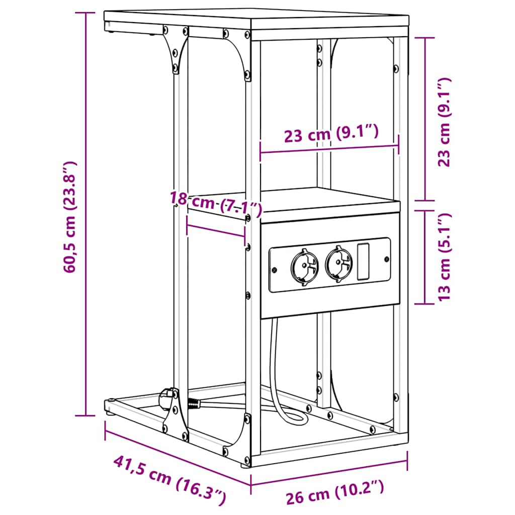 Noćni ormar sonoma hrast 41.5 x 26 x 60.5 cm Konstruirano drvo