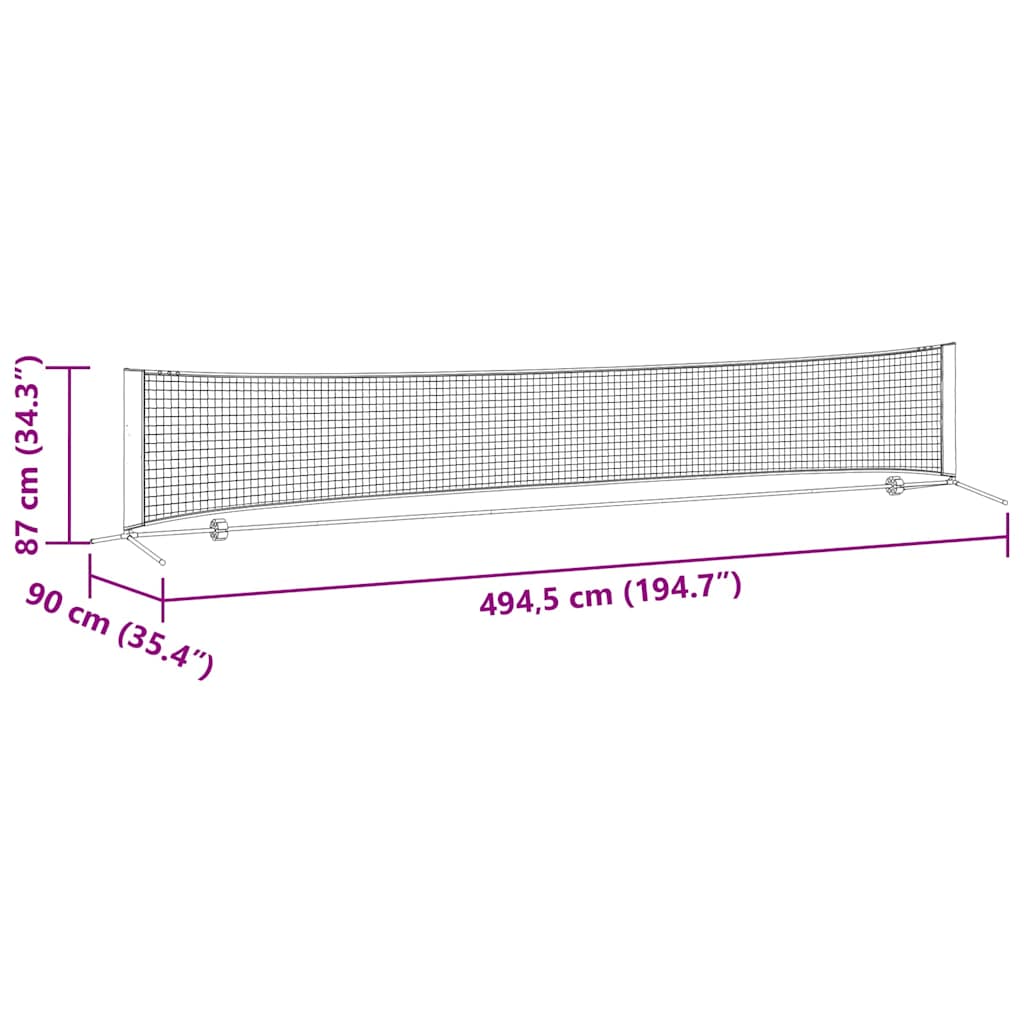 Teniska mreža Crna i crvena 494,5 x 90 x 87 cm Poliester