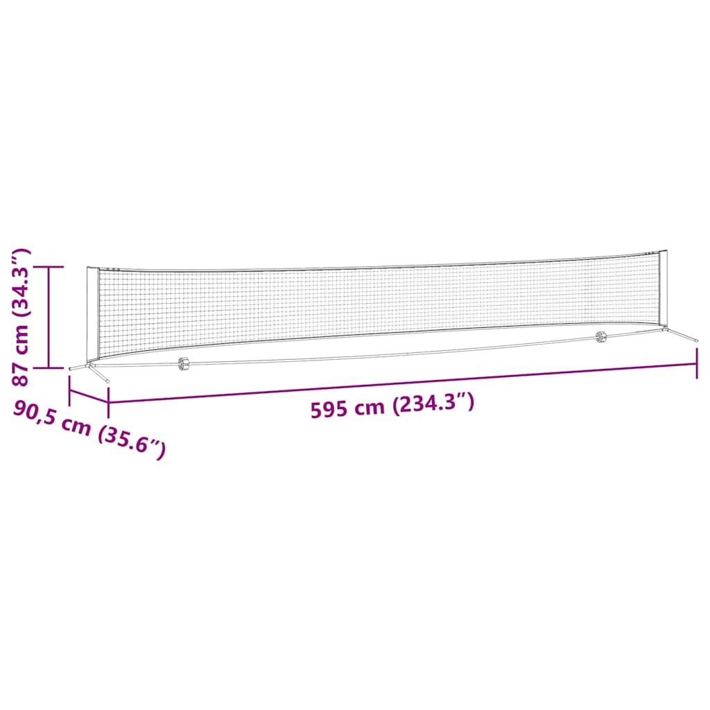 Teniska mreža Crna i crvena 595 x 90,5 x 87 cm Poliester