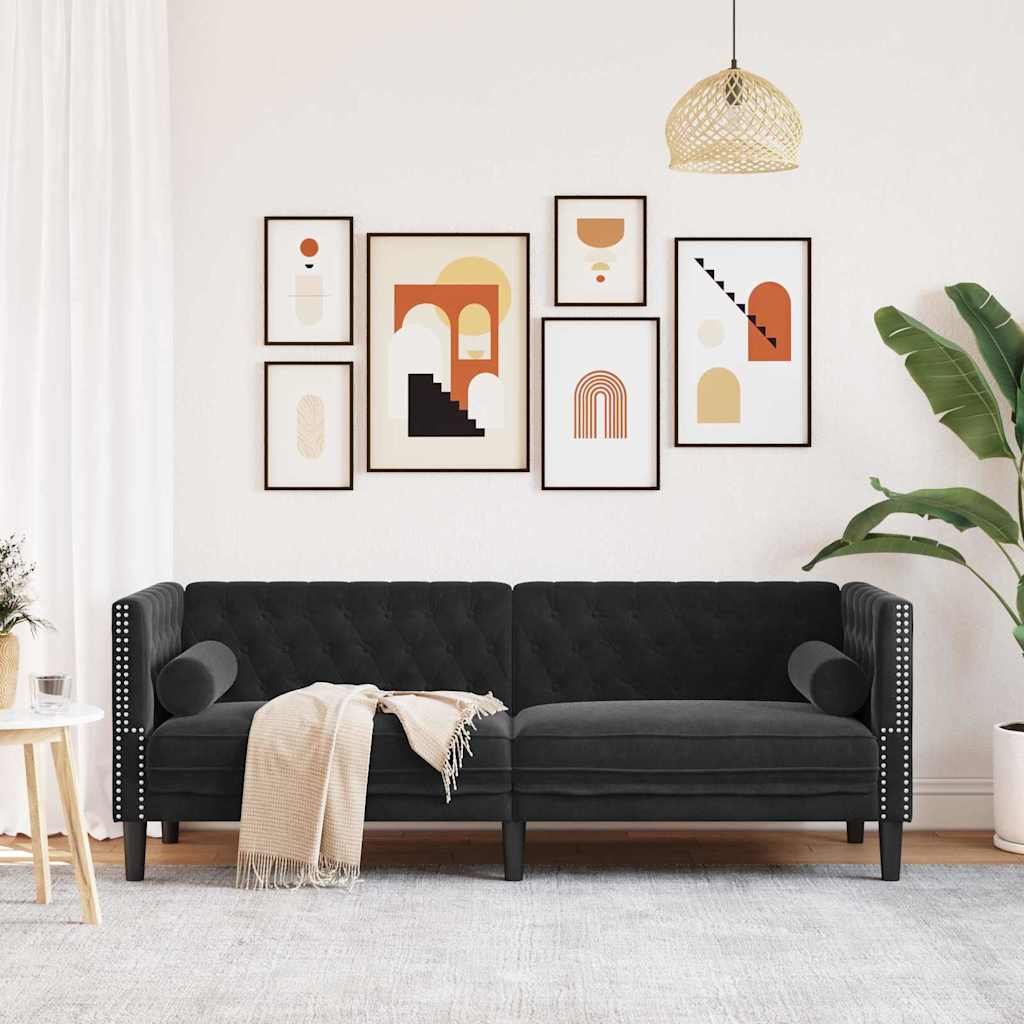 Sofa Crna 194 x 74,5 x 70,5 cm Baršun