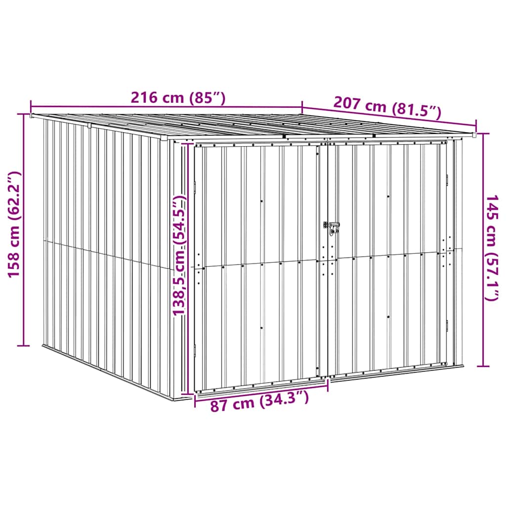 Drvarnica za bicikle 3 pcs Smeđa 216 x 207 x 158 cm Metal