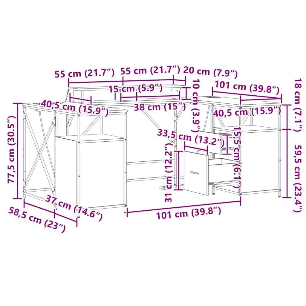Stol s policom Crni hrast 182 x 101 x 87,5 cm Konstruirano drvo