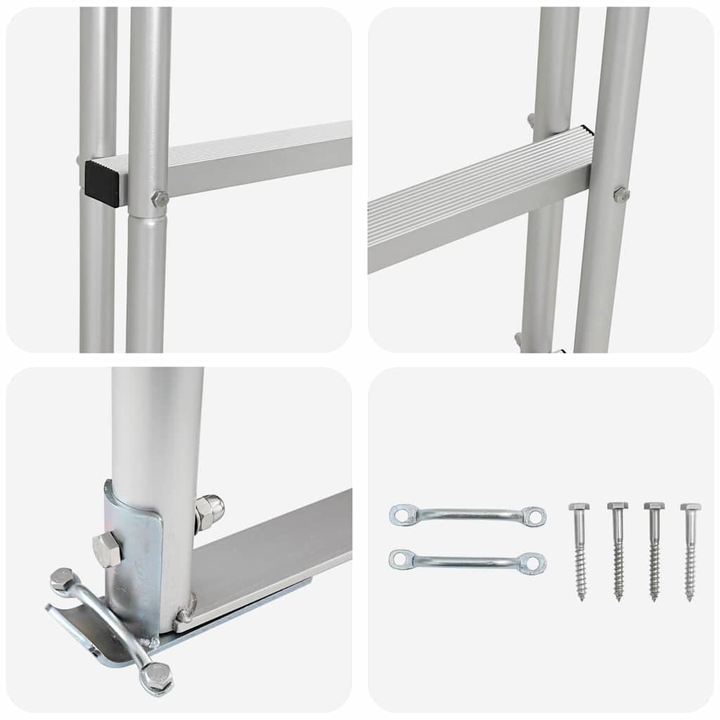 Ljestve za dok s 3 koraka Srebrno 45 x 11,5 x 134 cm Aluminij