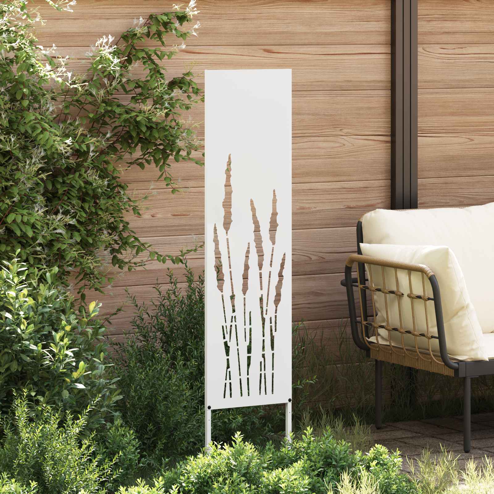 Privatnost u vrtu Bijelo 32 x 140 cm Hladno valjana čelična