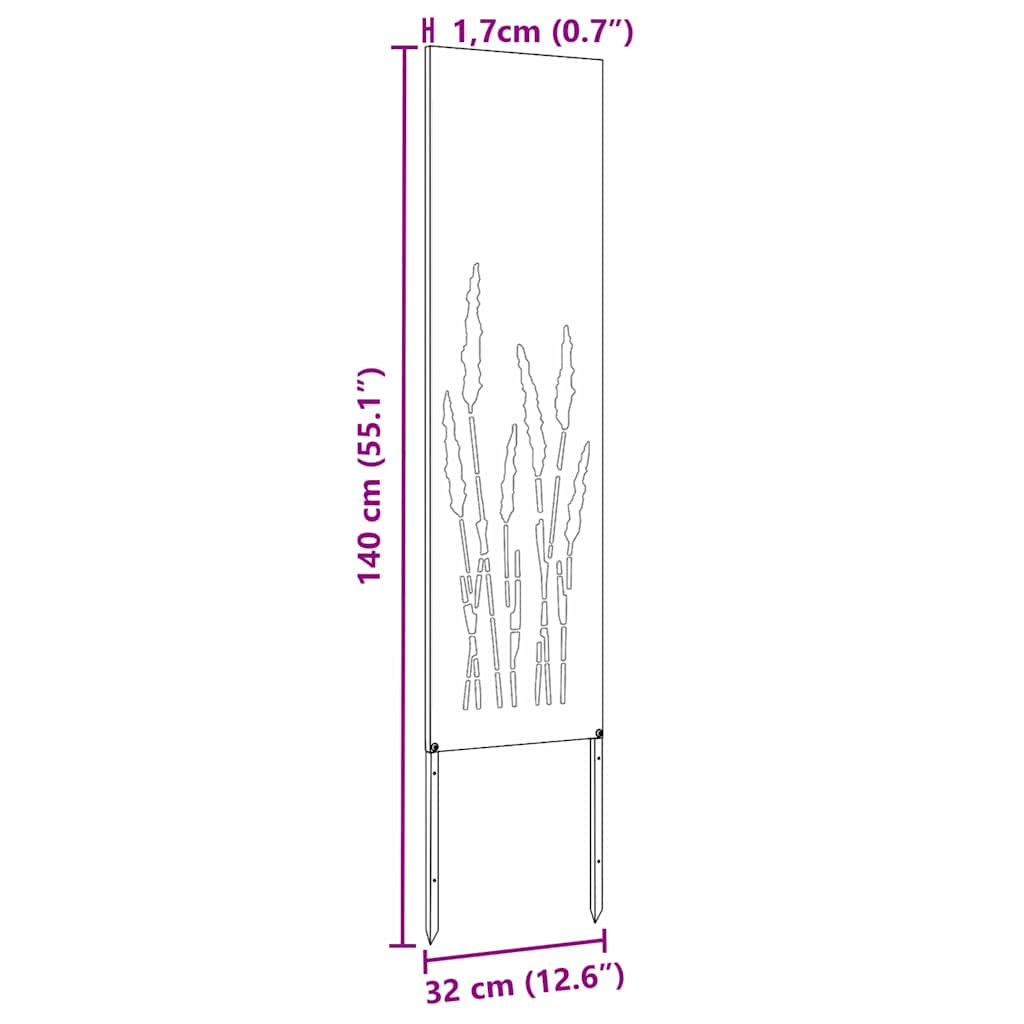 Privatnost u vrtu Antracit 32 x 140 cm Hladno valjana čelična