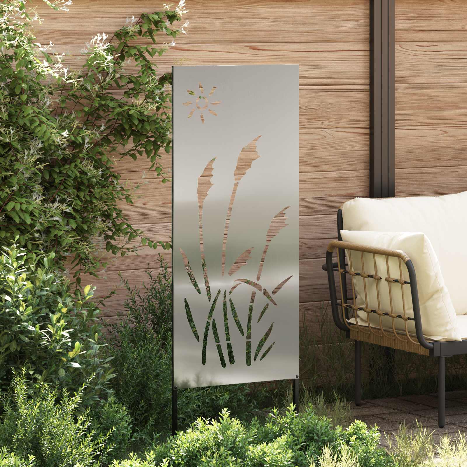 Privatnost u vrtu Rezbarija Srebrno 50 x 140 cm Pocinčani čelik