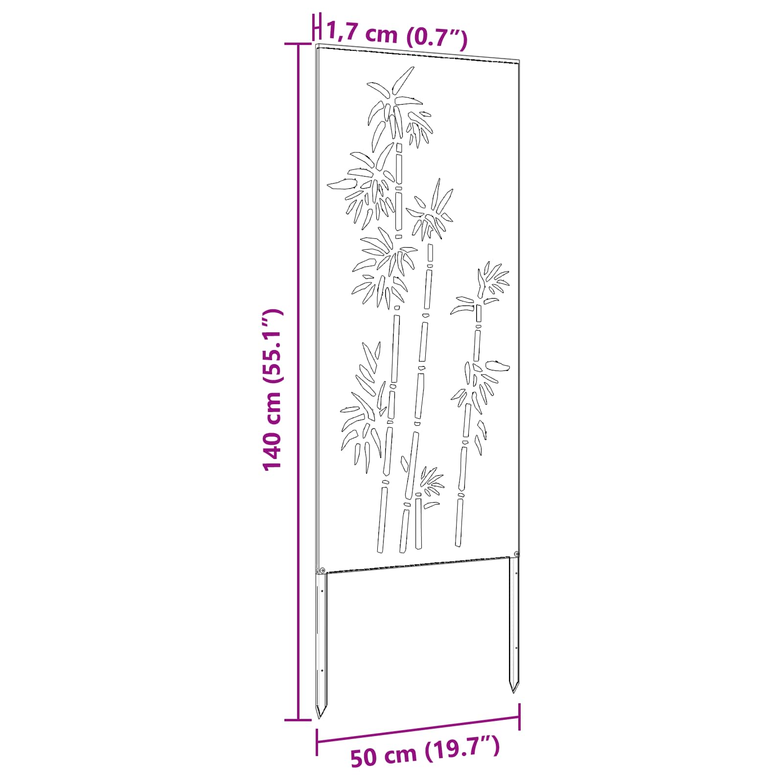 Privatnost u vrtu Bijelo 50 x 140 cm Hladno valjana čelična