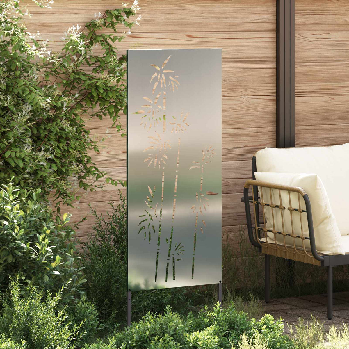 Privatnost u vrtu Cvjetni Srebrno 50 x 140 cm Pocinčani čelik