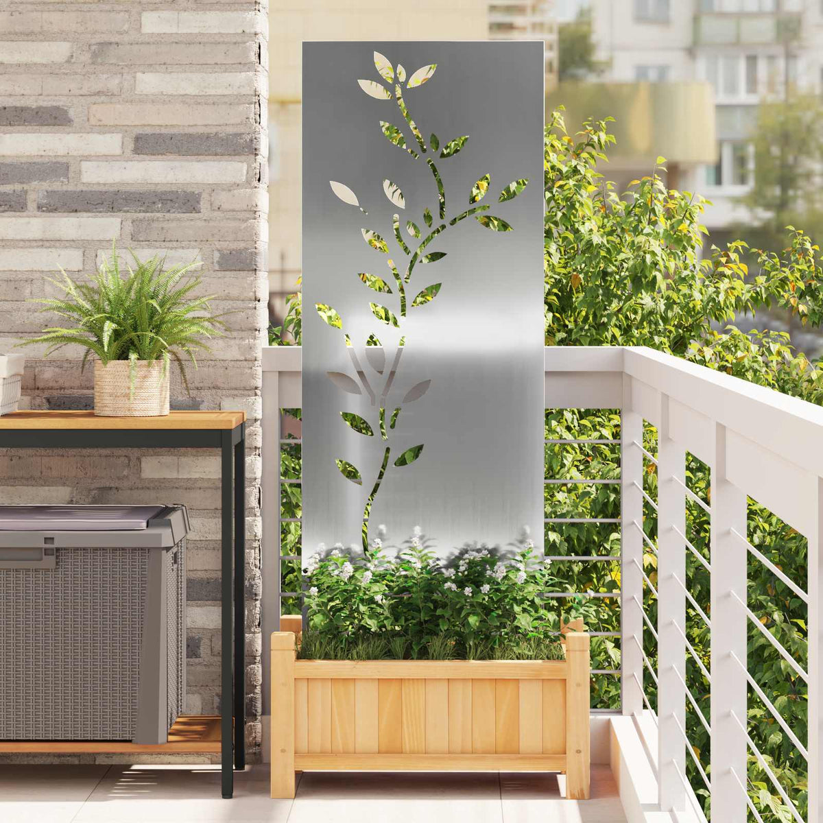 Privatnost u vrtu Cvjetni Srebrno 50 x 140 cm Pocinčani čelik
