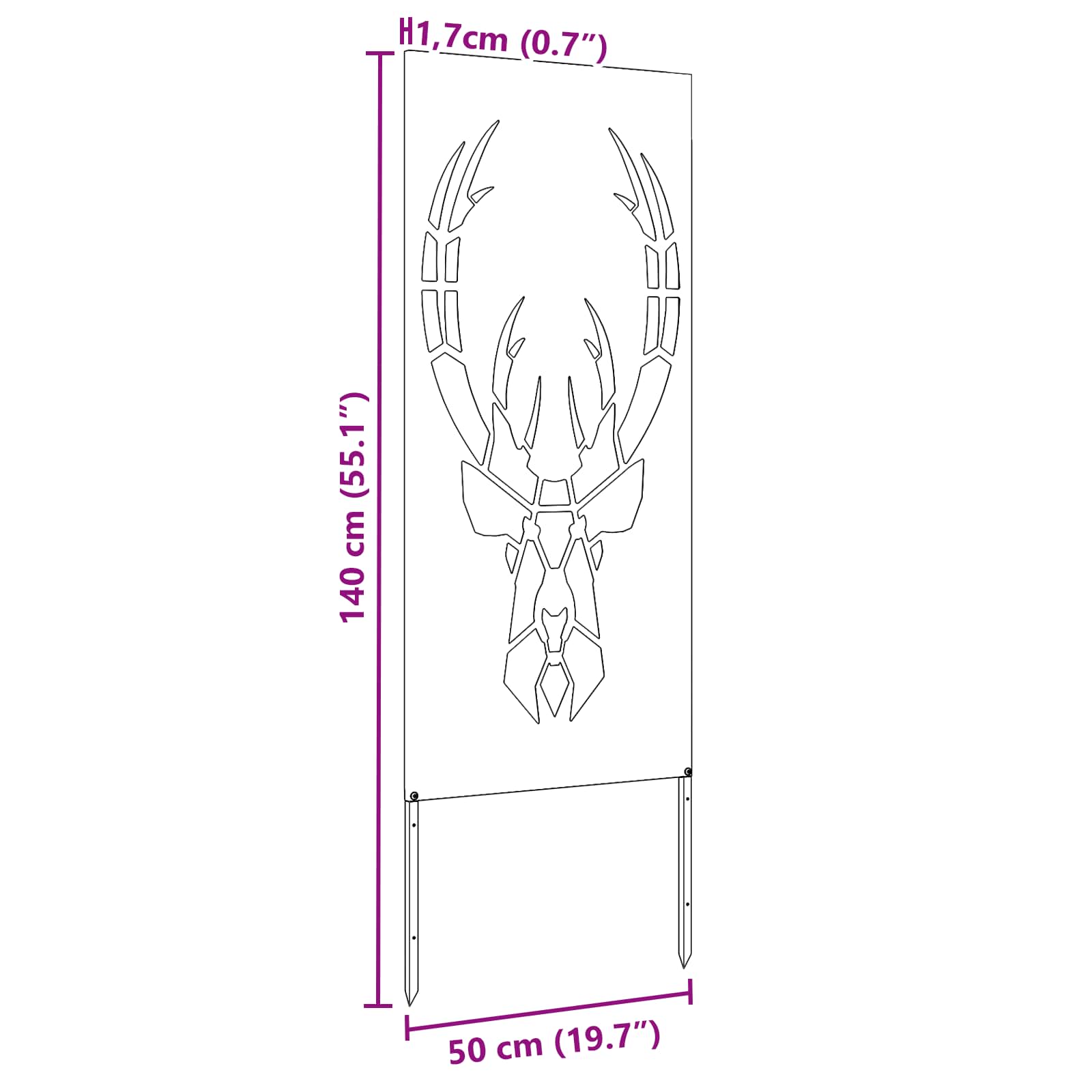 Privatnost u vrtu Crna 50 x 140 cm Hladno valjana čelična