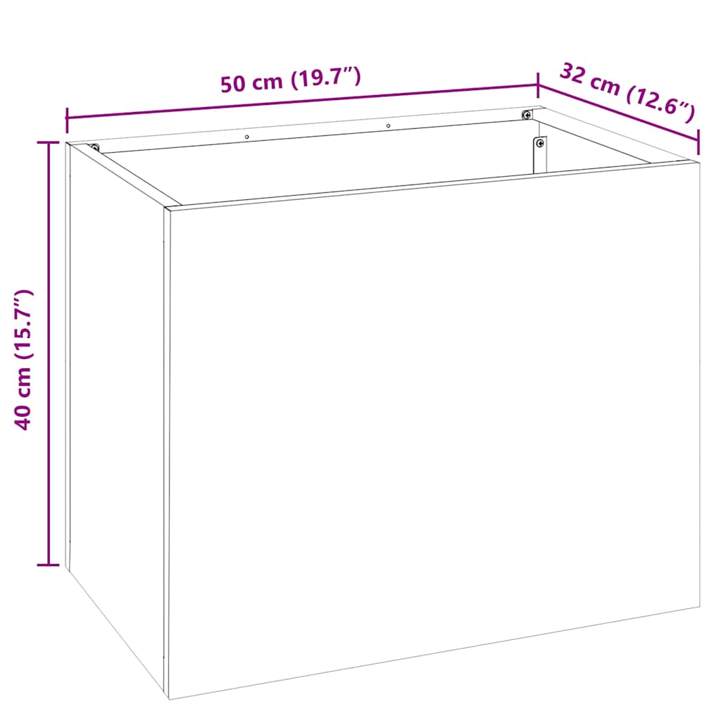 Vrtna saksija Čelik otporan na vremenske uvjete 50 x 32 x 40 cm