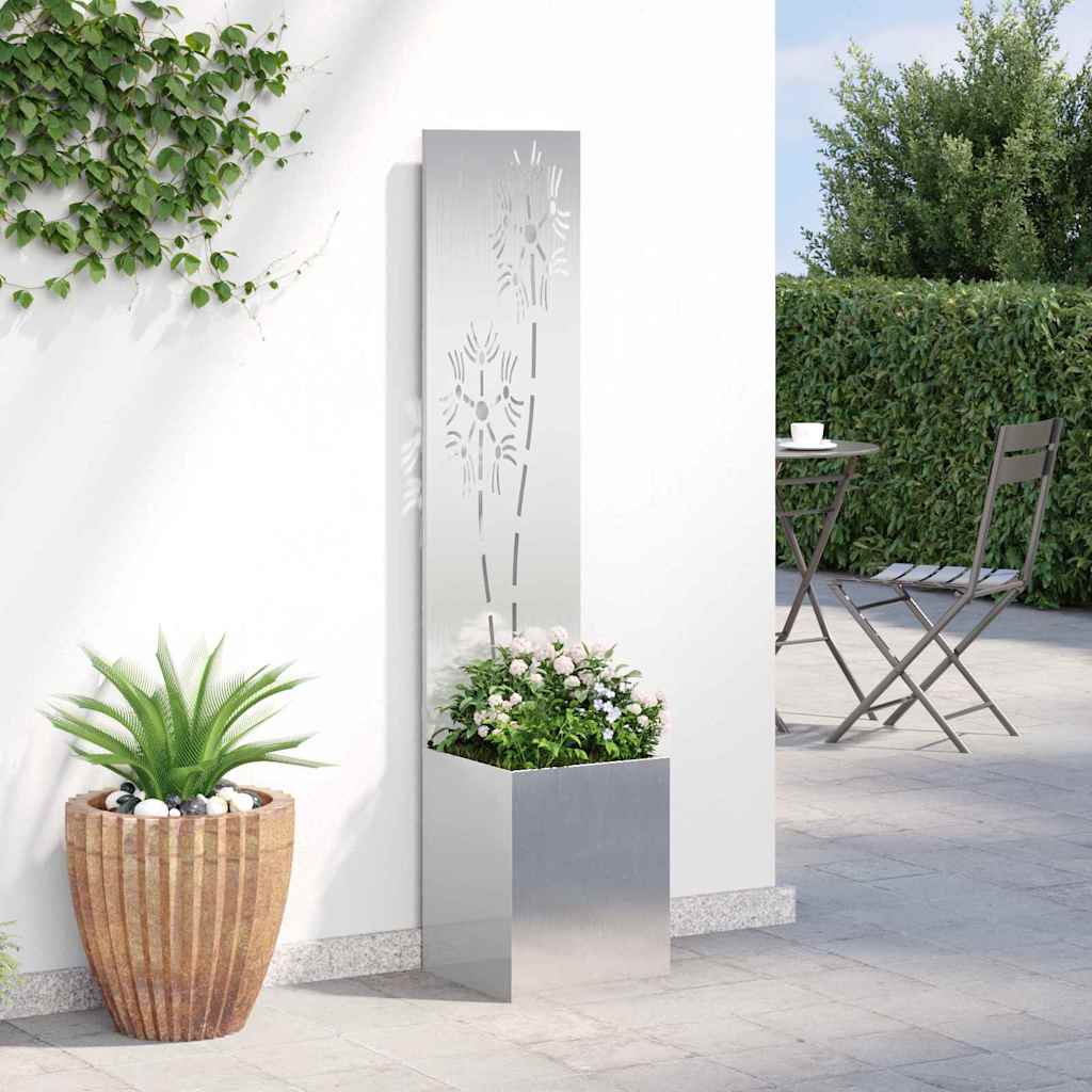 Privatnost u vrtu Cvjetni Srebrna 32 x 150 cm Nehrđajući čelik