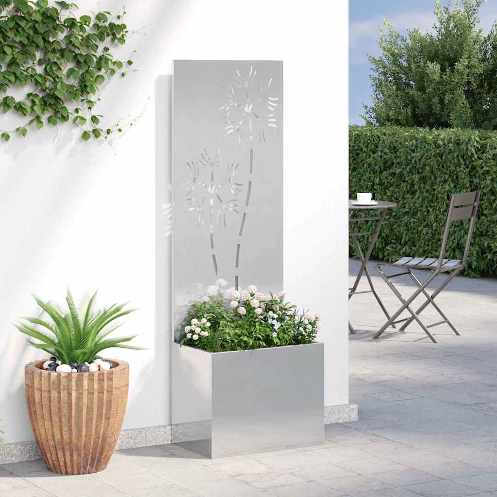 Privatnost u vrtu Cvjetni Srebrna 50 x 150 cm Nehrđajući čelik
