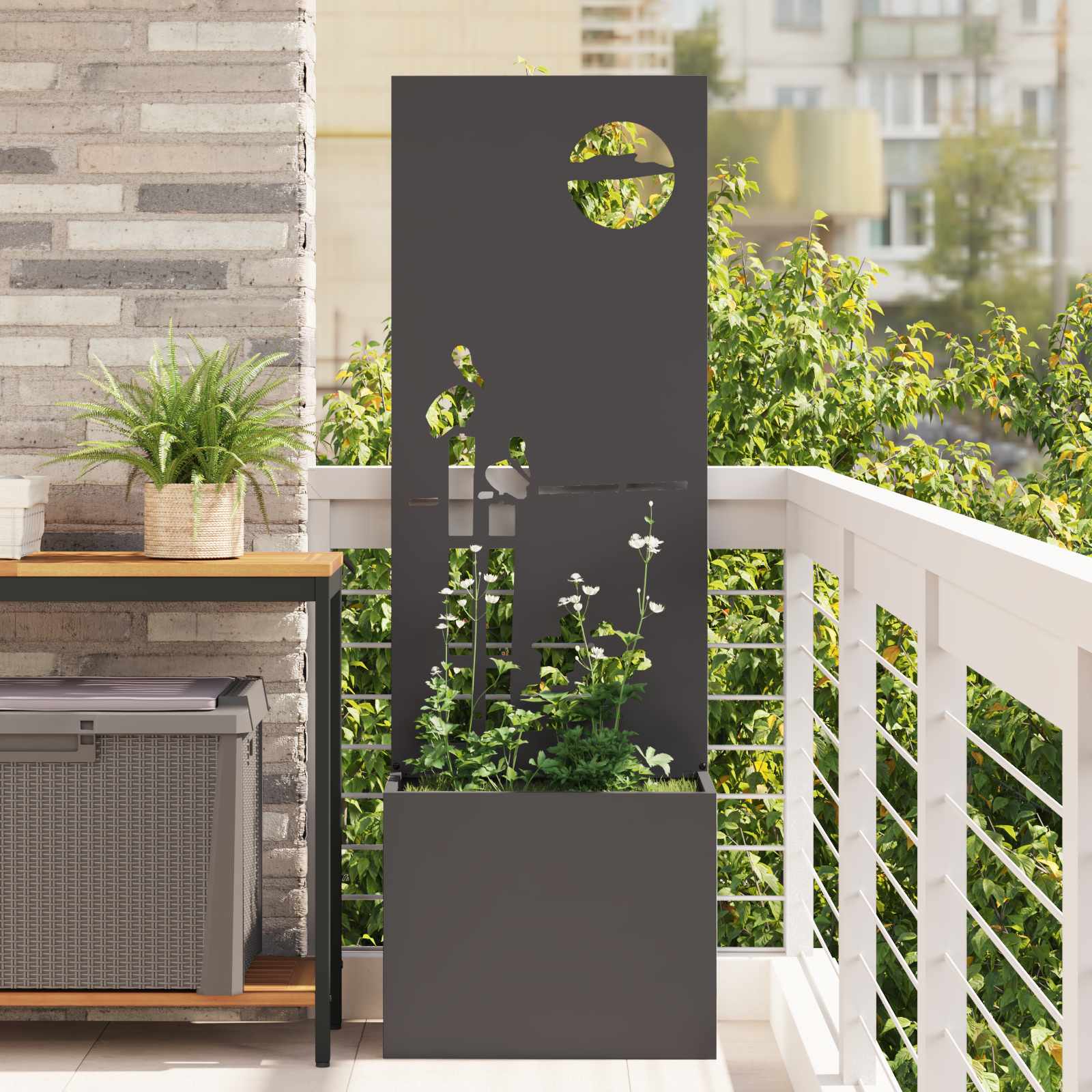 Privatnost u vrtu Crna 50 x 150 cm Hladno valjana čelična
