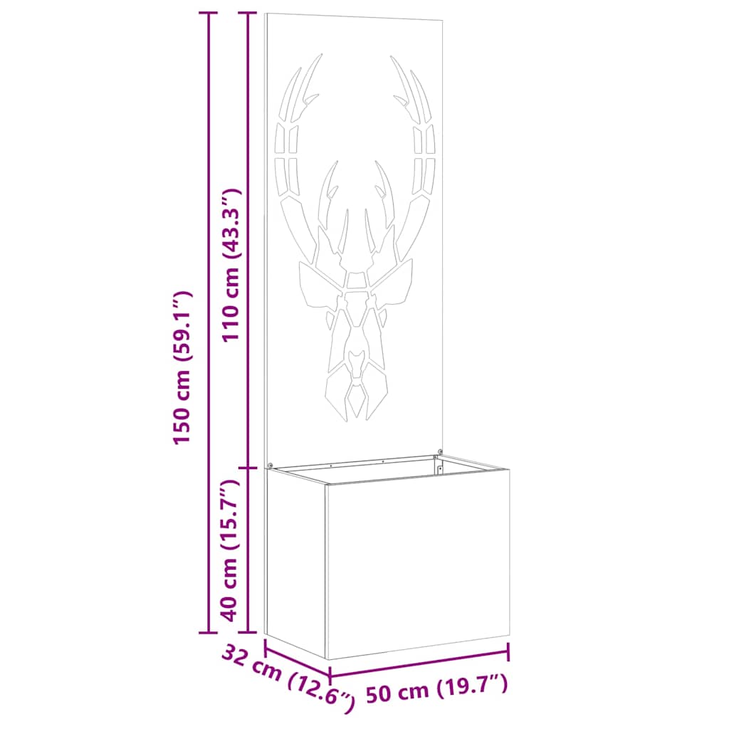 Privatnost u vrtu Crna 50 x 150 cm Hladno valjana čelična
